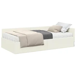 Kutni krevetni okvir s madracem Ostalo 2 pcs Krema Baršun