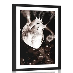 Plakat s paspartujem srce zanimivega izgleda - 40x60 black
