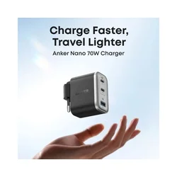 ANKER Nano 70W GaN zidni brzi punjač/ 3-porta (2x USB-C i 1x USB-A) crni