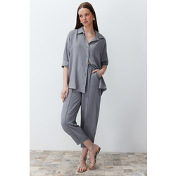 Trendyol Gray Shirt Trousers Aerobin Woven Two Piece Set