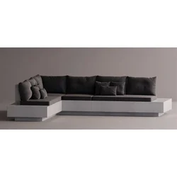 Casa Padrino luxury corner sofa anthracite/white 325 x 265 cm - Modular weatherproof concrete sofa