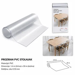 KMT PVC Stolnjak, 30 m, Providna