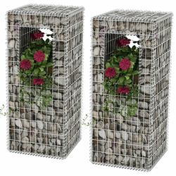 Gabionske stupne košare/sadilice 2 kom čelične 50 x 50 x 120 cm
