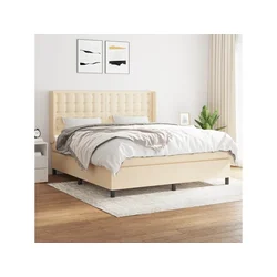 Den Box spring postelja z vzmetnico krem 160x200 cm blago