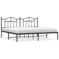 Vidaxl Kovinski posteljni okvir z vzglavjem črn 200x200 cm