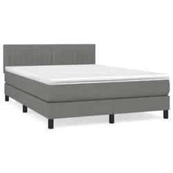 Vidaxl Box spring posteljni z vzmetnico temno siv 140x190 cm blago