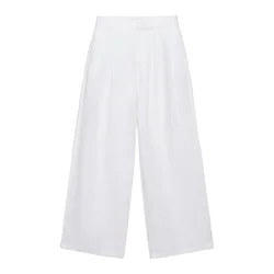 Pull&Bear Hlače z naborki bela