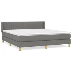 shumee Box spring postelja z vzmetnico temno siva 180x200 cm blago