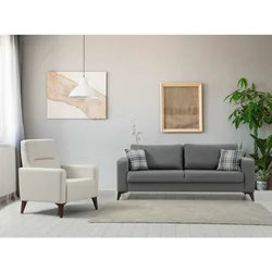 Kristal 3+1 - Dark Grey, Beige Dark GreyBeige Sofa Set