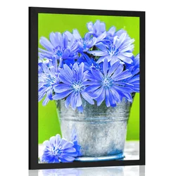 Plakat šopek rož v vedru - 40x60 silver