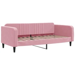 Vidaxl Raztegljiva postelja roza 90x200 cm žamet
