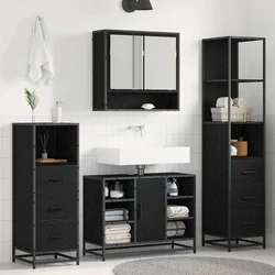 Set namještaja za kupaonicu 4 pcs Crni hrast Konstruirano drvo