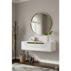 Hanah Home komoda Meyra 120, 120 cm, bela / zlatna