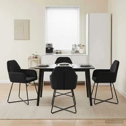 Trpezarijske stolice 4 pcs Baršun Crna 55 x 50 x 84 cm