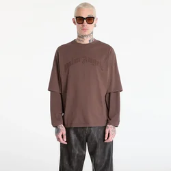 Majice Palm Angels Curved Logo Double Tee L/S UNISEX Brown/ Brown L