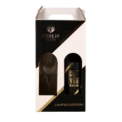 Poklon set premium Crno vino 0.75l + 1 ćaša
