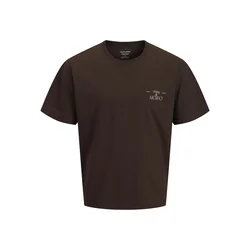 JACK & JONES Majica JORSALAMANCO chamois / svetlo modra / rjava / čokolada