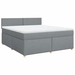 Vidaxl Box spring postelja z vzmetnico svetlo siva 180x200 cm blago