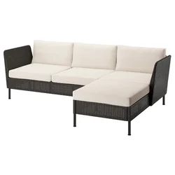 VITTSKÄR Sofa trosed s lenjivcem, rukohvati napolju/plastični ratan tamnosivi Frösön/Duvholmen bež