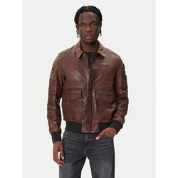 Aeronautica Militare Usnjena jakna 252PN0963U100839 Rjava Regular Fit