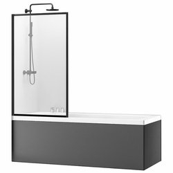 REA-K7390 - Staklena pregrada za kadu LAGOS 140x80 cm crna/prozirna