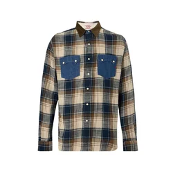REPLAY Srajca bež / marine / moder denim / rjava