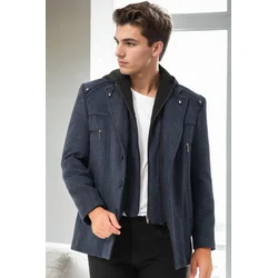K9532 DEWBERRY MENS COAT-DIAGONAL NAVY BLUE