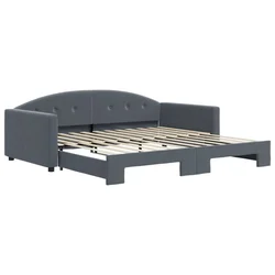 Vidaxl Izvlečna dnevna postelja temno siva 100x200 cm žamet