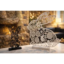 Bunny - Set dekorativnih objekata u crnoj i beloj boji (2 komada)
