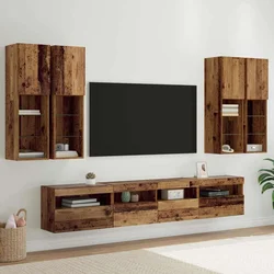 Set Zidnog TV Ormara s LED Osvjetljenjem Zidne 7 pcs Staro drvo