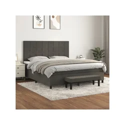 Den Box spring postelja z vzmetnico temno siva 180x200 cm žamet