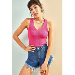 Bianco Lucci Womens Corduroy Crop Top