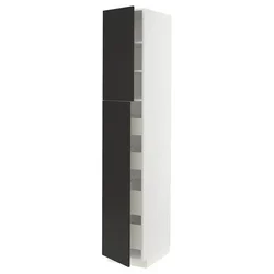 METOD / MAXIMERA Vis.el. s 2 vrata/4 fioke, bela/Nickebo boja antracita, mat, 40x60x220 cm