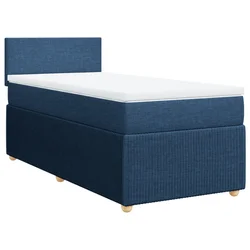 Vidaxl Box spring postelja z vzmetnico modra 90x200 cm blago