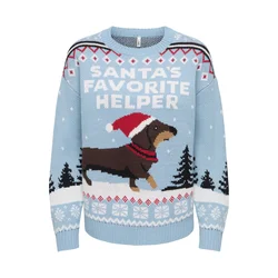 ONLY Pulover ONLXmas svetlo modra/temno rjava/ognjeno rdeča/bela