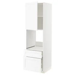 METOD/MAXIMERA Vsk omara za pečico+vr/2lč/1s/1v pr, bela Enköping/bela imitacija lesa, 60x60x200 cm