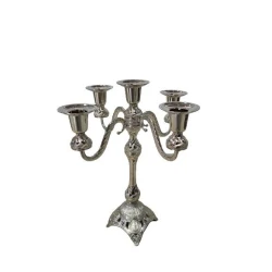 Apex Home Metalni svećnjak, Za 5 sveća, 30 cm, Boja srebra