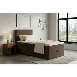 MID.YOU POSTELJA Z VZMETNICO 100 cm x 200 cm , tekstil, leseni material rjava