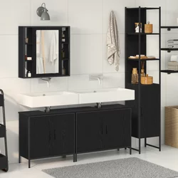 Set namještaja za kupaonicu Zidne 4 pcs Crna Konstruirano drvo