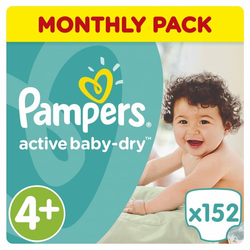 PAMPERS pelene ACTIVE BABY-DRY (4+), 152 kom