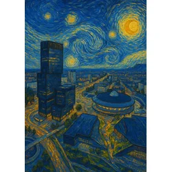 Plakat 30x40 cm Katowice v slogu Van Gogha