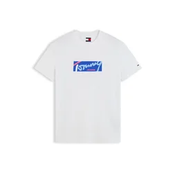 Tommy Jeans Majica mornarska / živo rdeča / bela