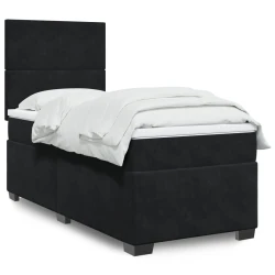 Vidaxl Box spring postelja z vzmetnico črna 100x200 cm žamet