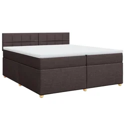 Vidaxl Box spring postelja z vzmetnico temno rjav 200x200 cm blago
