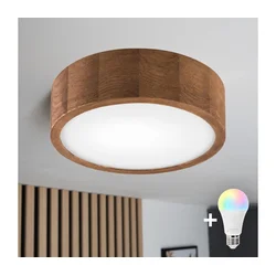 Brilagi - LED RGBW plafonsko svetlo CARVALHO sa prigušiva 1xE27/15W/230V Wi-Fi, hrast, prečnik 27,5 cm