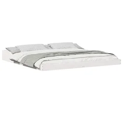 Vidaxl Konstrukcija postelje Bela 180 x 220 cm Masivno borovo les
