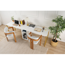 Hanah home Radni sto 240x74x60?cm Belo-Zlatni