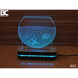 Black Cut 3D Lampa Akvarijum, Svetloplava