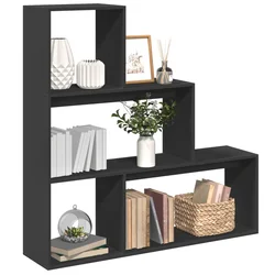 Pregrada / regal za knjige 3 razine crni 123x29x123 cm drveni