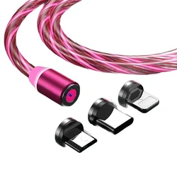 shumee Magnetni LED kabel, svetleč, za iPhone, micro USB TYPE-C, 200 cm, kb31_rdeč